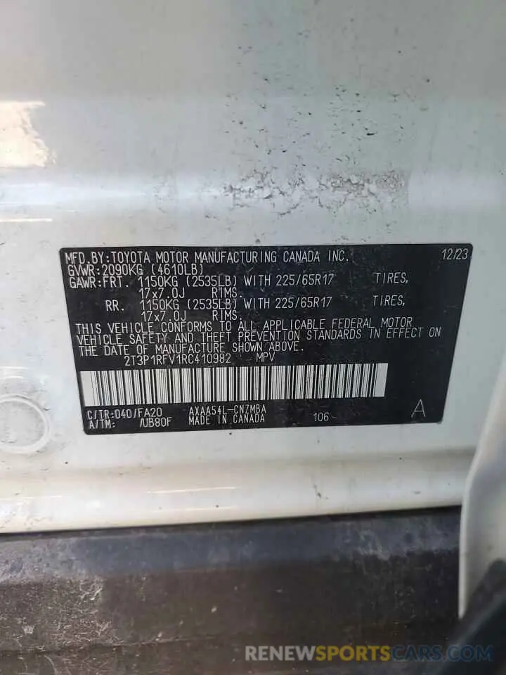 14 Фотография поврежденного автомобиля 2T3P1RFV1RC410982 TOYOTA RAV4 2024