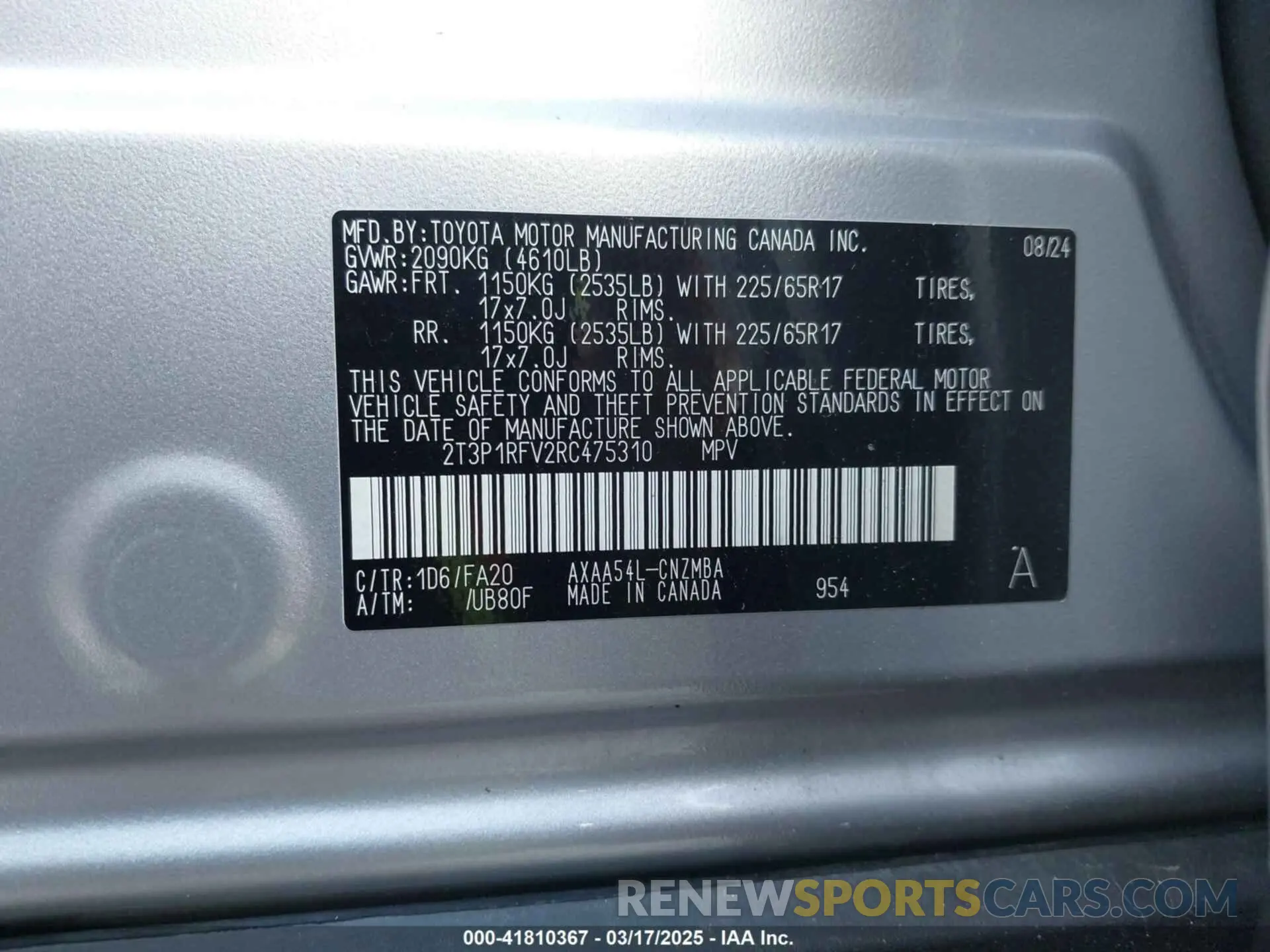 9 Photograph of a damaged car 2T3P1RFV2RC475310 TOYOTA RAV4 2024