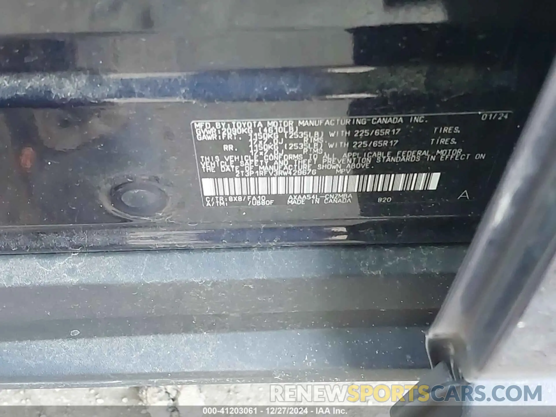 9 Фотография поврежденного автомобиля 2T3P1RFV3RW429676 TOYOTA RAV4 2024