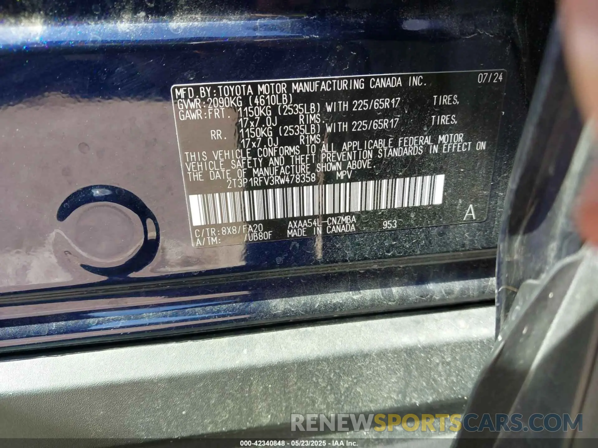 9 Фотография поврежденного автомобиля 2T3P1RFV3RW478358 TOYOTA RAV4 2024