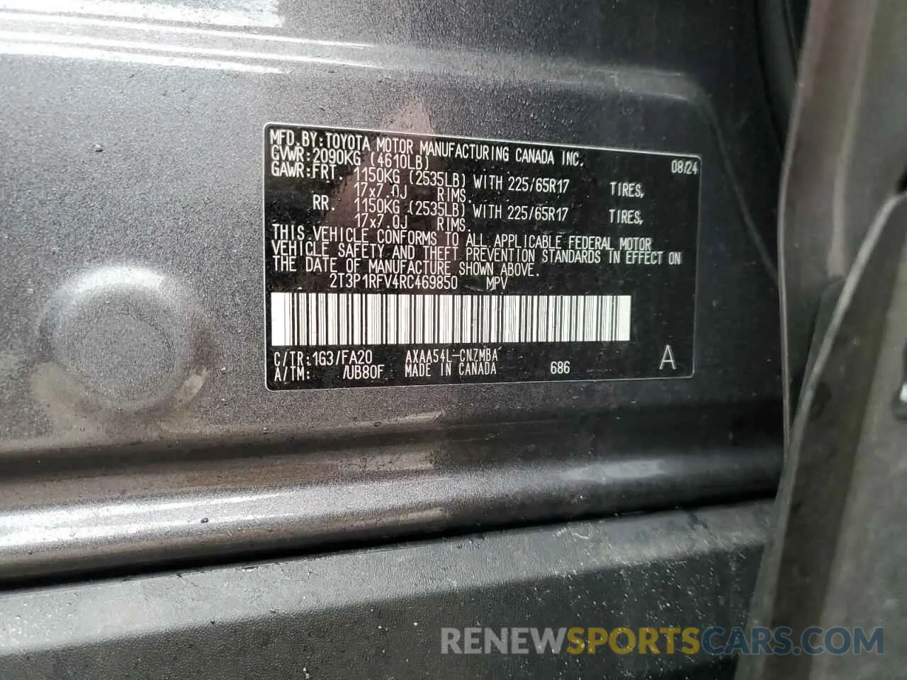 14 Фотография поврежденного автомобиля 2T3P1RFV4RC469850 TOYOTA RAV4 2024