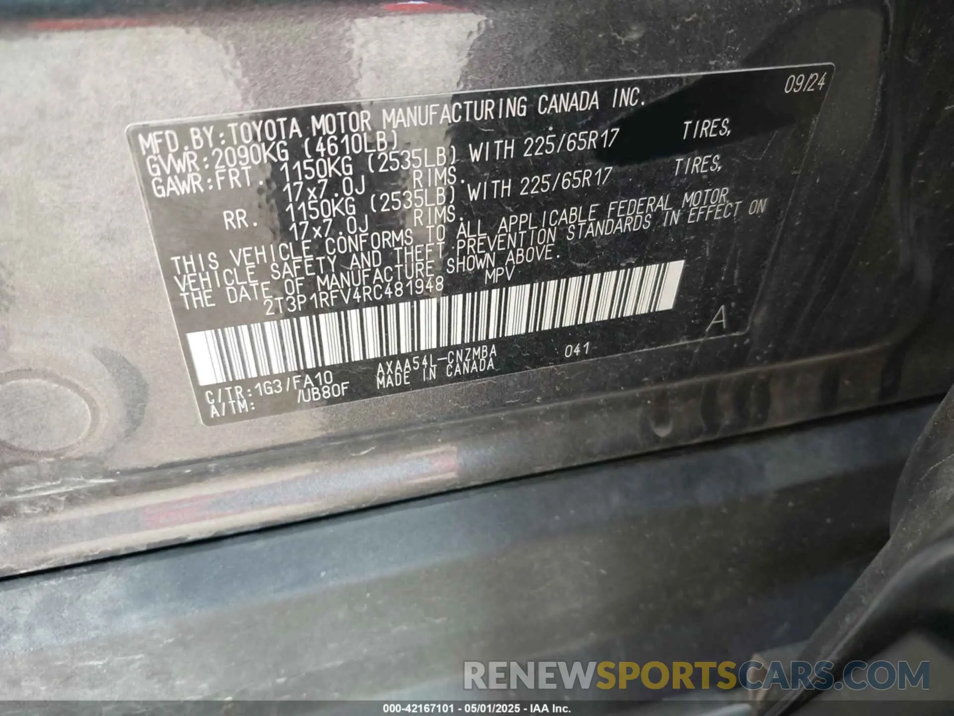 9 Фотография поврежденного автомобиля 2T3P1RFV4RC481948 TOYOTA RAV4 2024
