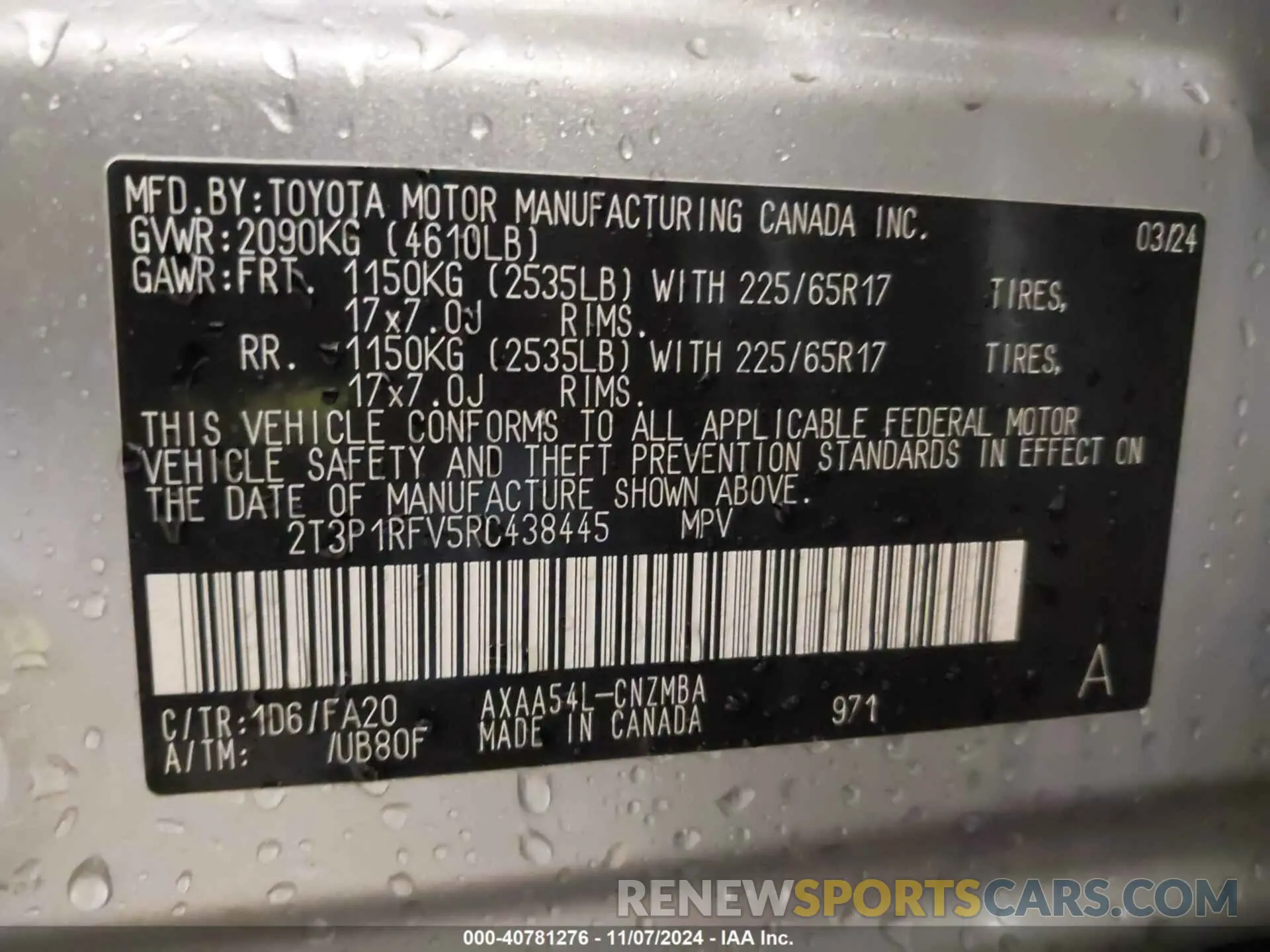 9 Photograph of a damaged car 2T3P1RFV5RC438445 TOYOTA RAV4 2024