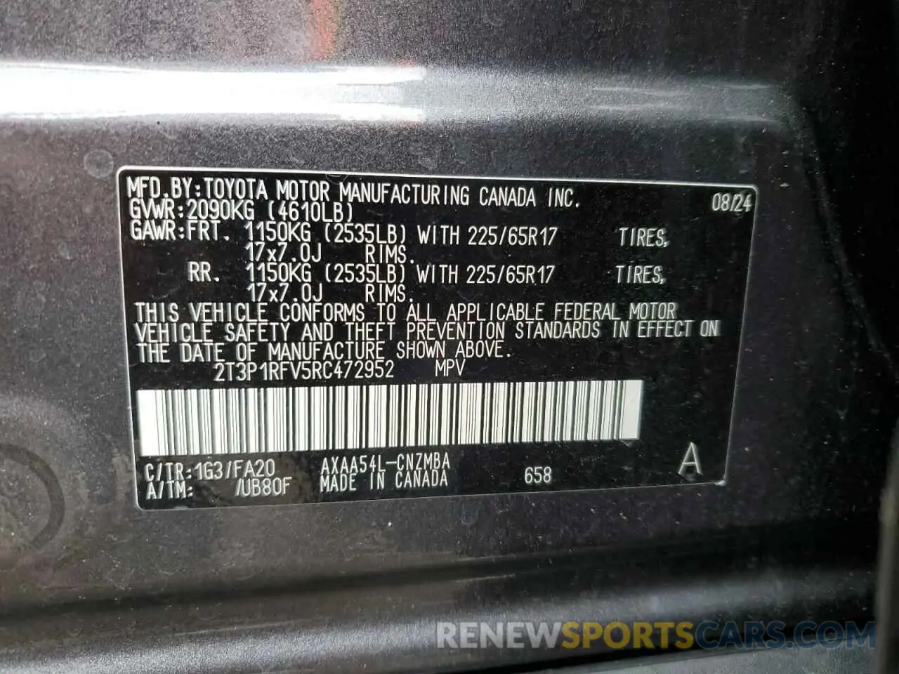 13 Photograph of a damaged car 2T3P1RFV5RC472952 TOYOTA RAV4 2024