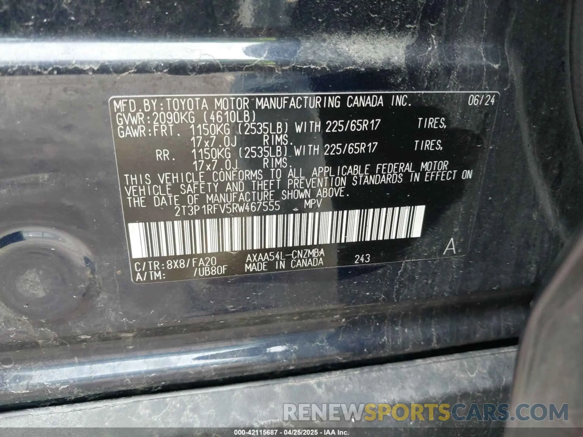 9 Фотография поврежденного автомобиля 2T3P1RFV5RW467555 TOYOTA RAV4 2024