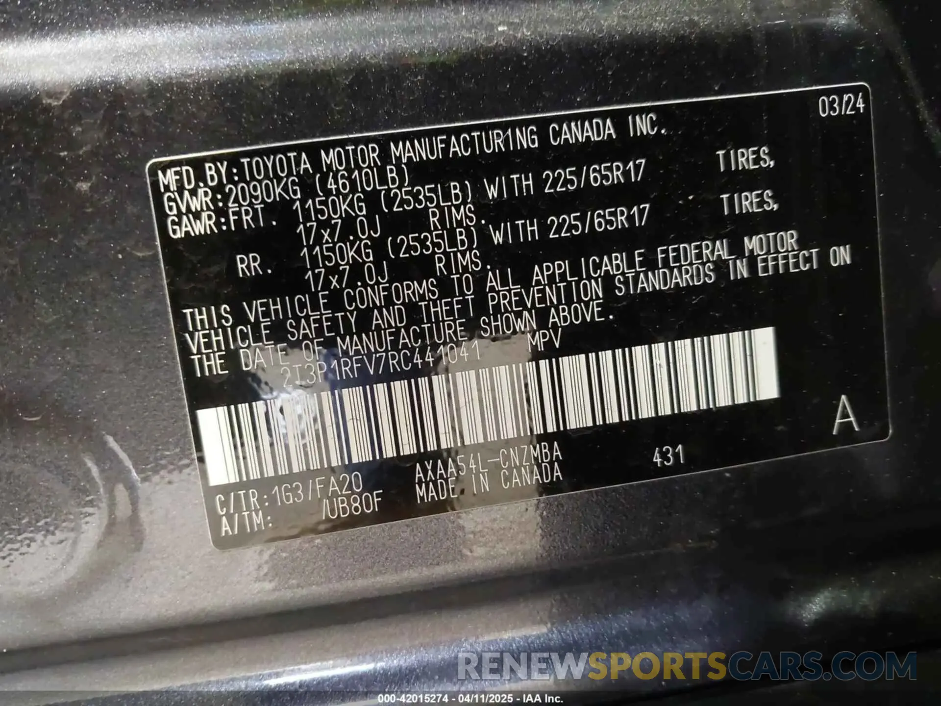 9 Photograph of a damaged car 2T3P1RFV7RC441041 TOYOTA RAV4 2024