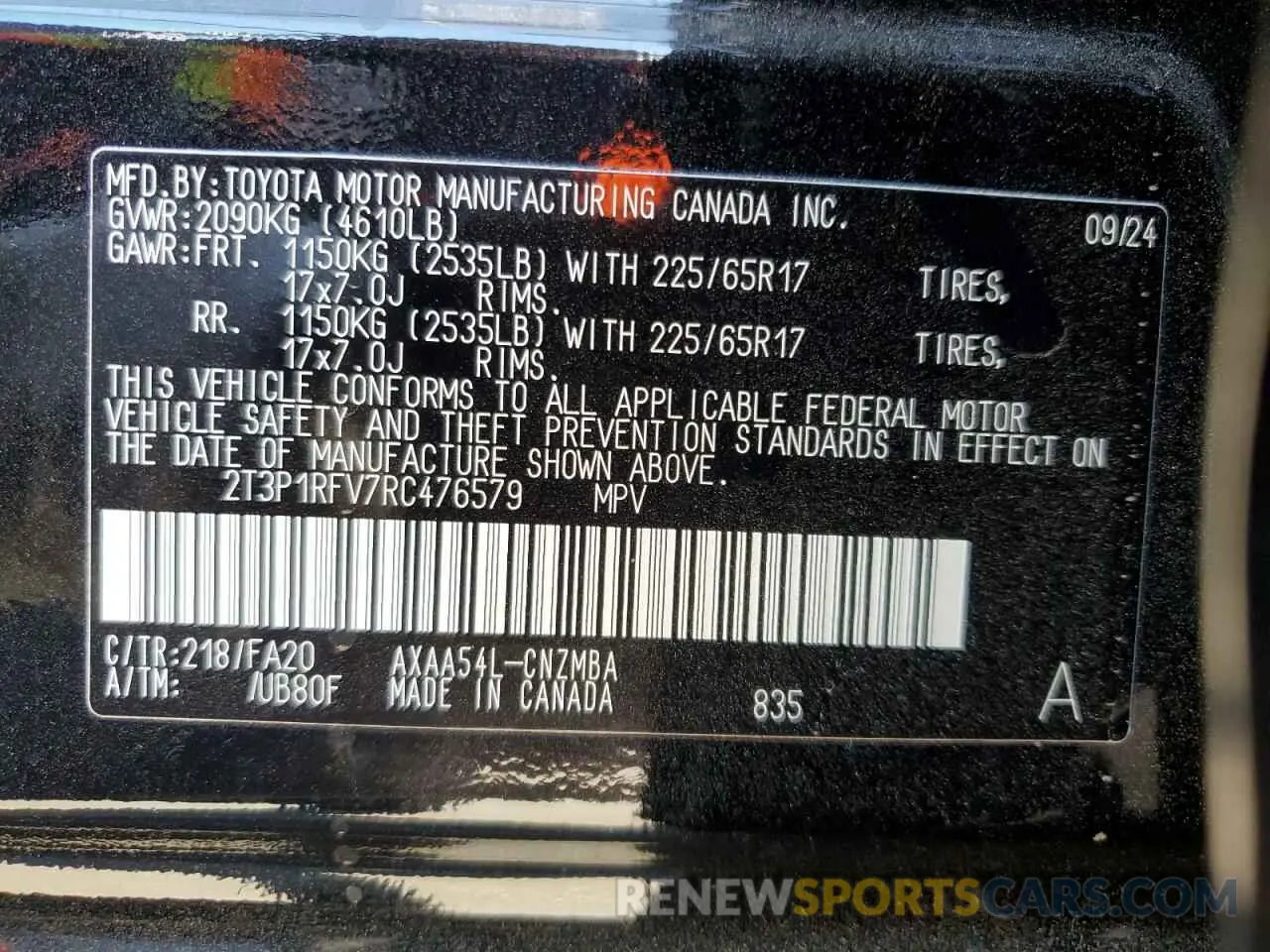 13 Фотография поврежденного автомобиля 2T3P1RFV7RC476579 TOYOTA RAV4 2024