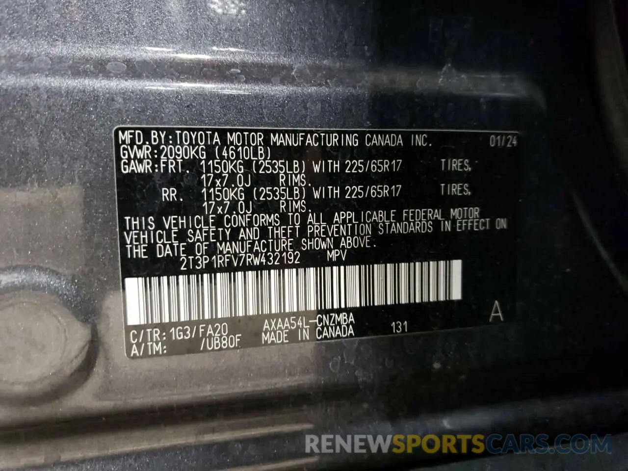 14 Photograph of a damaged car 2T3P1RFV7RW432192 TOYOTA RAV4 2024