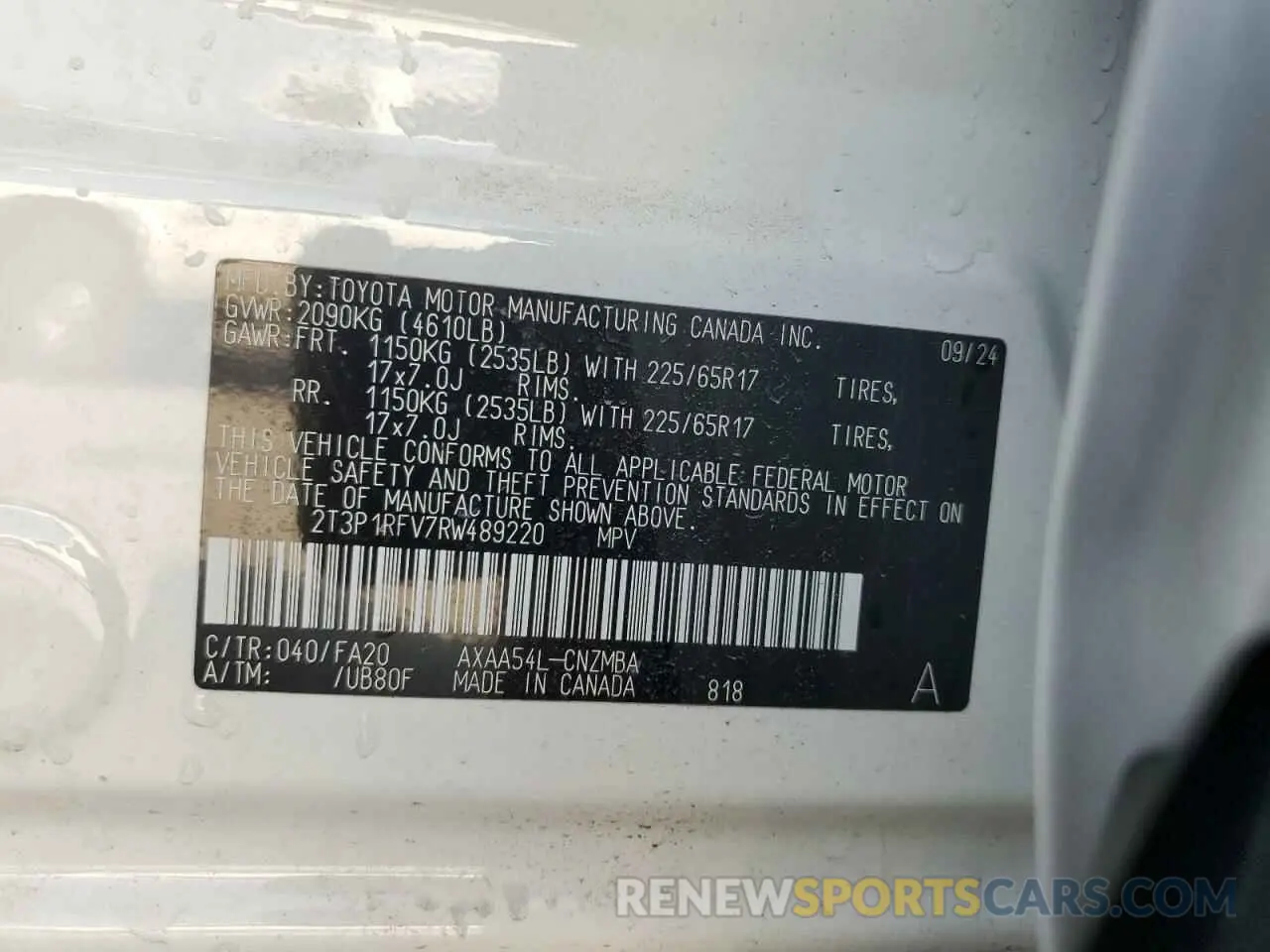 13 Фотография поврежденного автомобиля 2T3P1RFV7RW489220 TOYOTA RAV4 2024