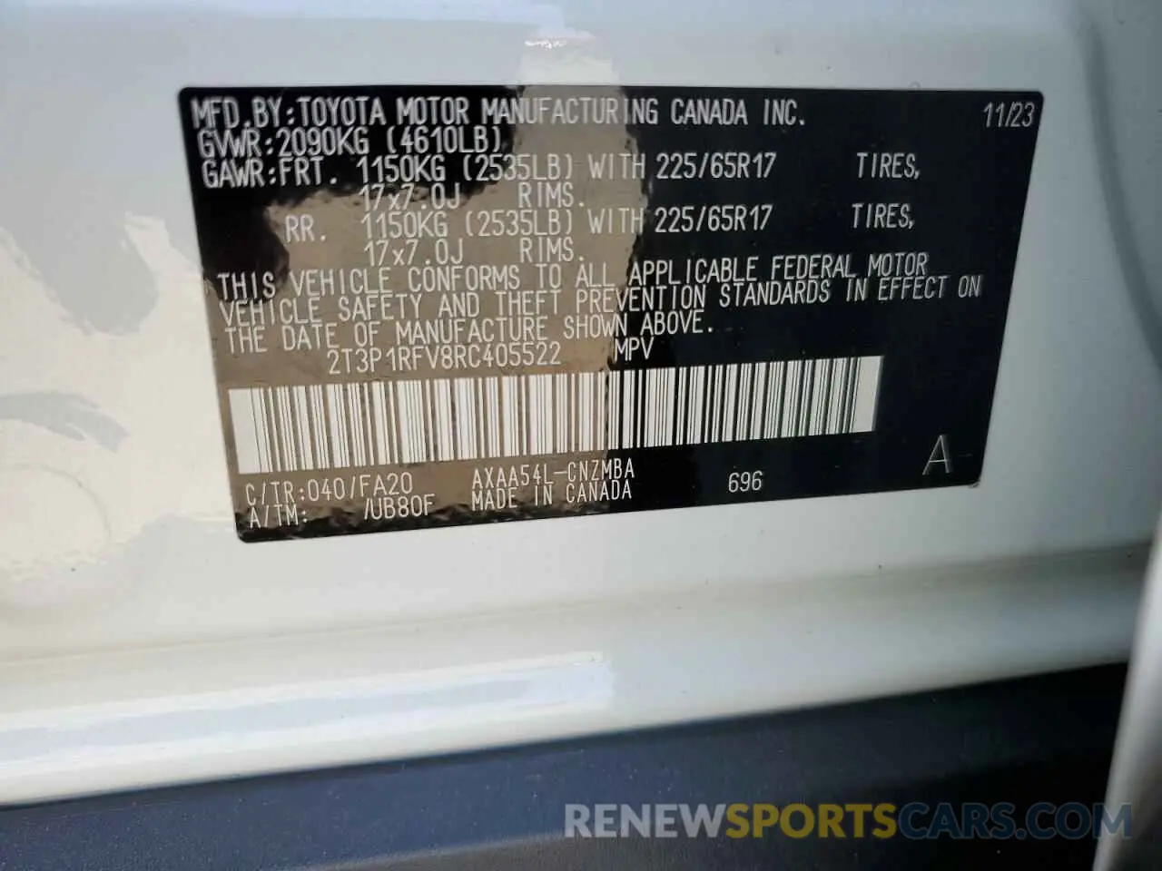 12 Фотография поврежденного автомобиля 2T3P1RFV8RC405522 TOYOTA RAV4 2024