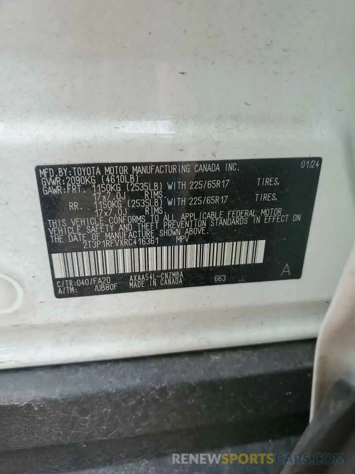 14 Photograph of a damaged car 2T3P1RFVXRC416361 TOYOTA RAV4 2024