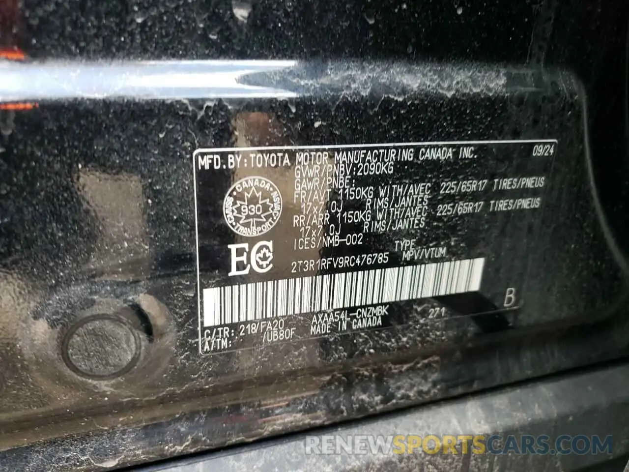 13 Photograph of a damaged car 2T3R1RFV9RC476785 TOYOTA RAV4 2024