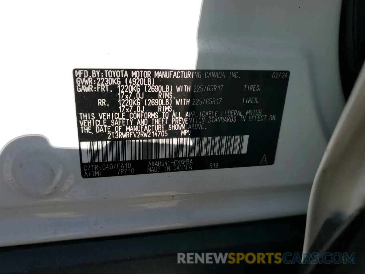 13 Photograph of a damaged car 2T3RWRFV2RW214705 TOYOTA RAV4 2024