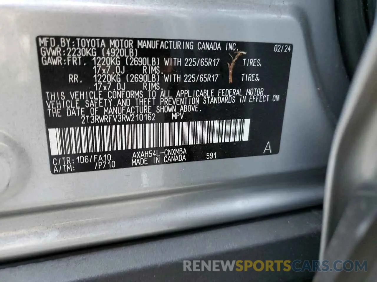 12 Фотография поврежденного автомобиля 2T3RWRFV3RW210162 TOYOTA RAV4 2024