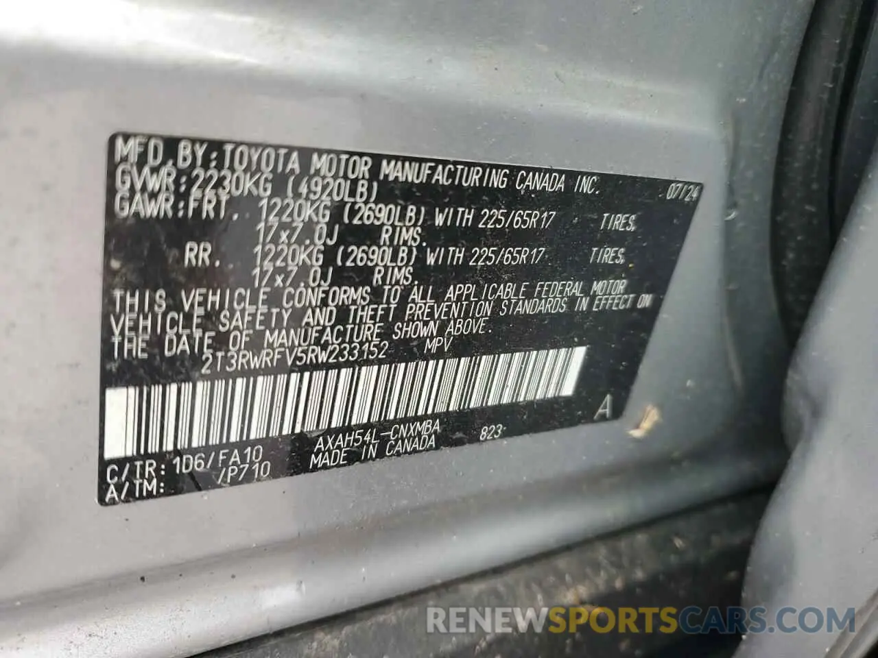 14 Фотография поврежденного автомобиля 2T3RWRFV5RW233152 TOYOTA RAV4 2024