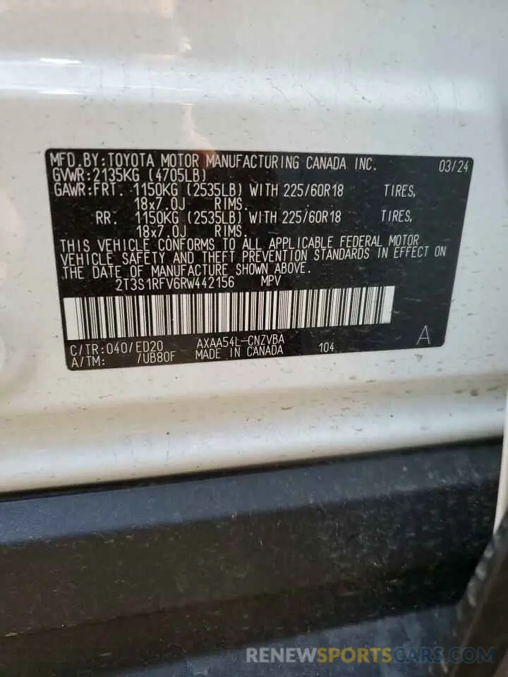 13 Фотография поврежденного автомобиля 2T3S1RFV6RW442156 TOYOTA RAV4 2024