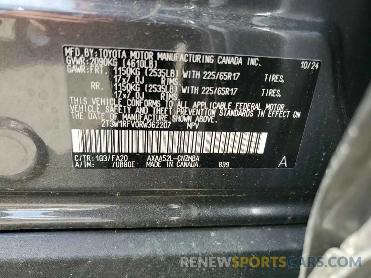 13 Photograph of a damaged car 2T3W1RFV0RW362207 TOYOTA RAV4 2024