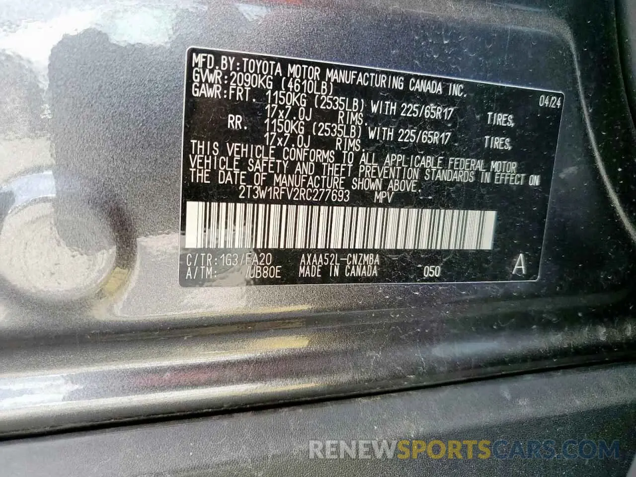 13 Photograph of a damaged car 2T3W1RFV2RC277693 TOYOTA RAV4 2024