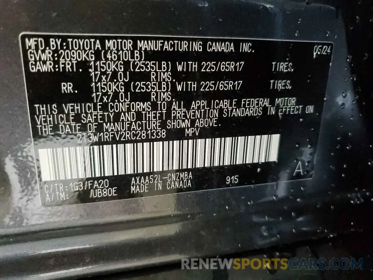 13 Photograph of a damaged car 2T3W1RFV2RC281338 TOYOTA RAV4 2024