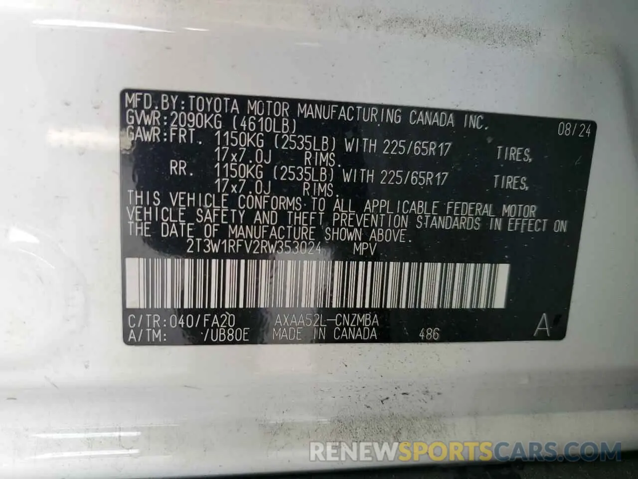 14 Фотография поврежденного автомобиля 2T3W1RFV2RW353024 TOYOTA RAV4 2024