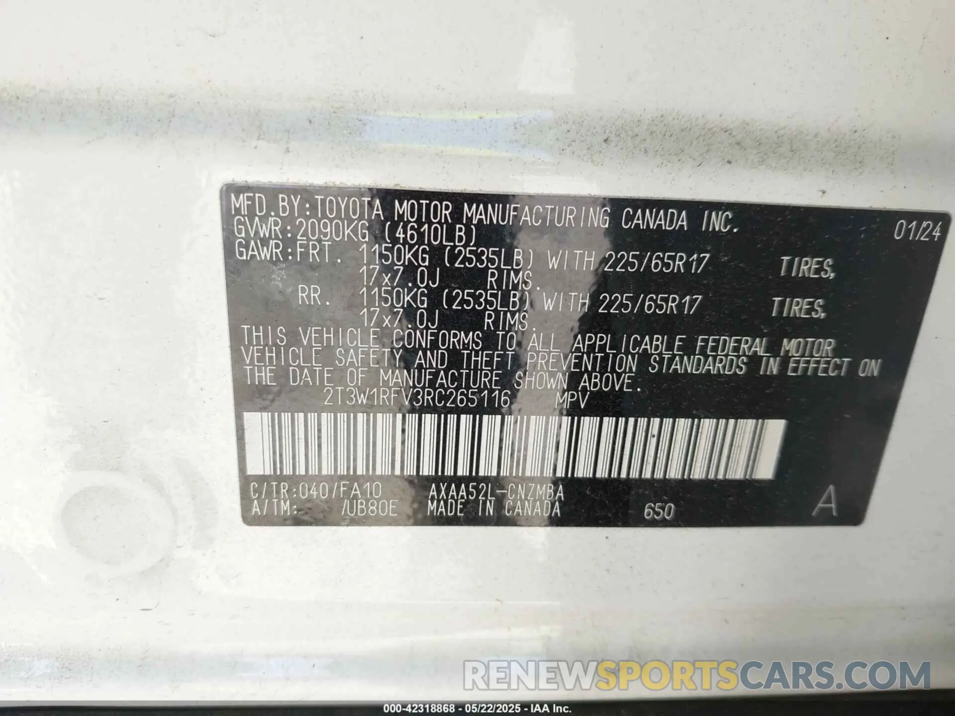 9 Photograph of a damaged car 2T3W1RFV3RC265116 TOYOTA RAV4 2024
