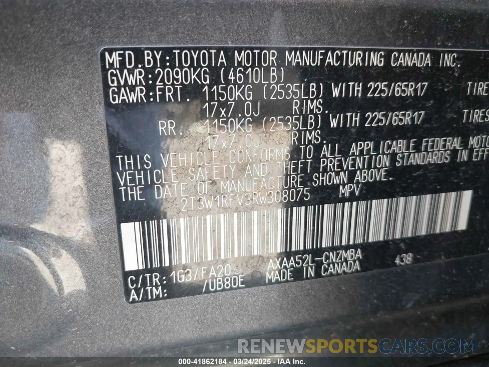 9 Photograph of a damaged car 2T3W1RFV3RW308075 TOYOTA RAV4 2024