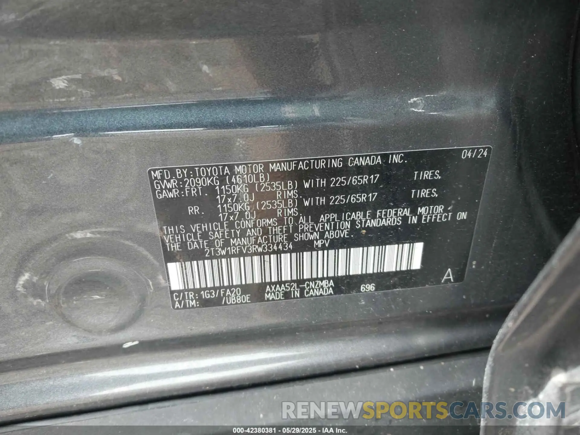 9 Фотография поврежденного автомобиля 2T3W1RFV3RW334434 TOYOTA RAV4 2024