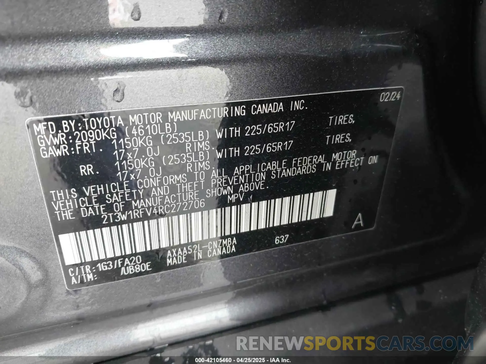 9 Photograph of a damaged car 2T3W1RFV4RC272706 TOYOTA RAV4 2024