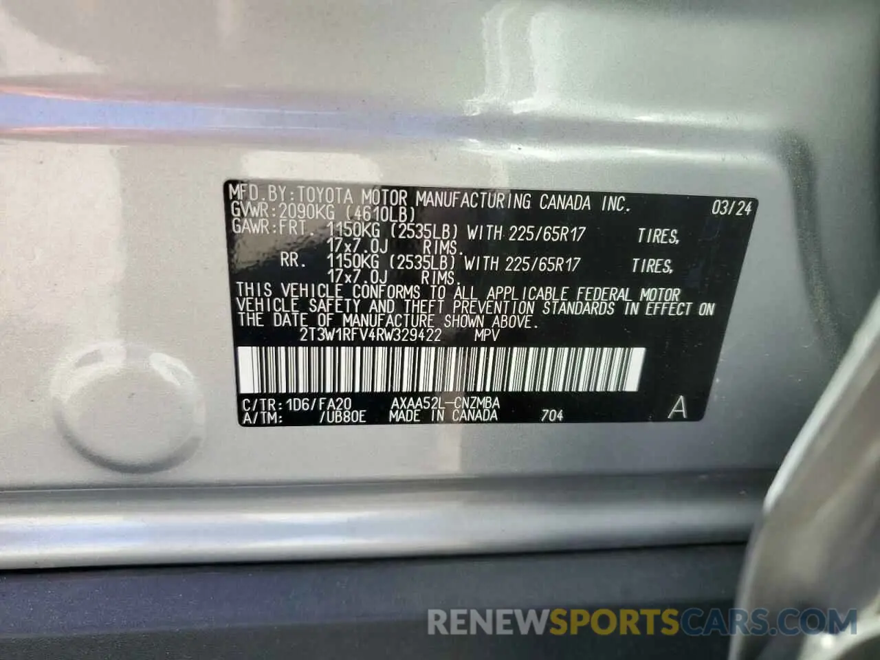 13 Фотография поврежденного автомобиля 2T3W1RFV4RW329422 TOYOTA RAV4 2024