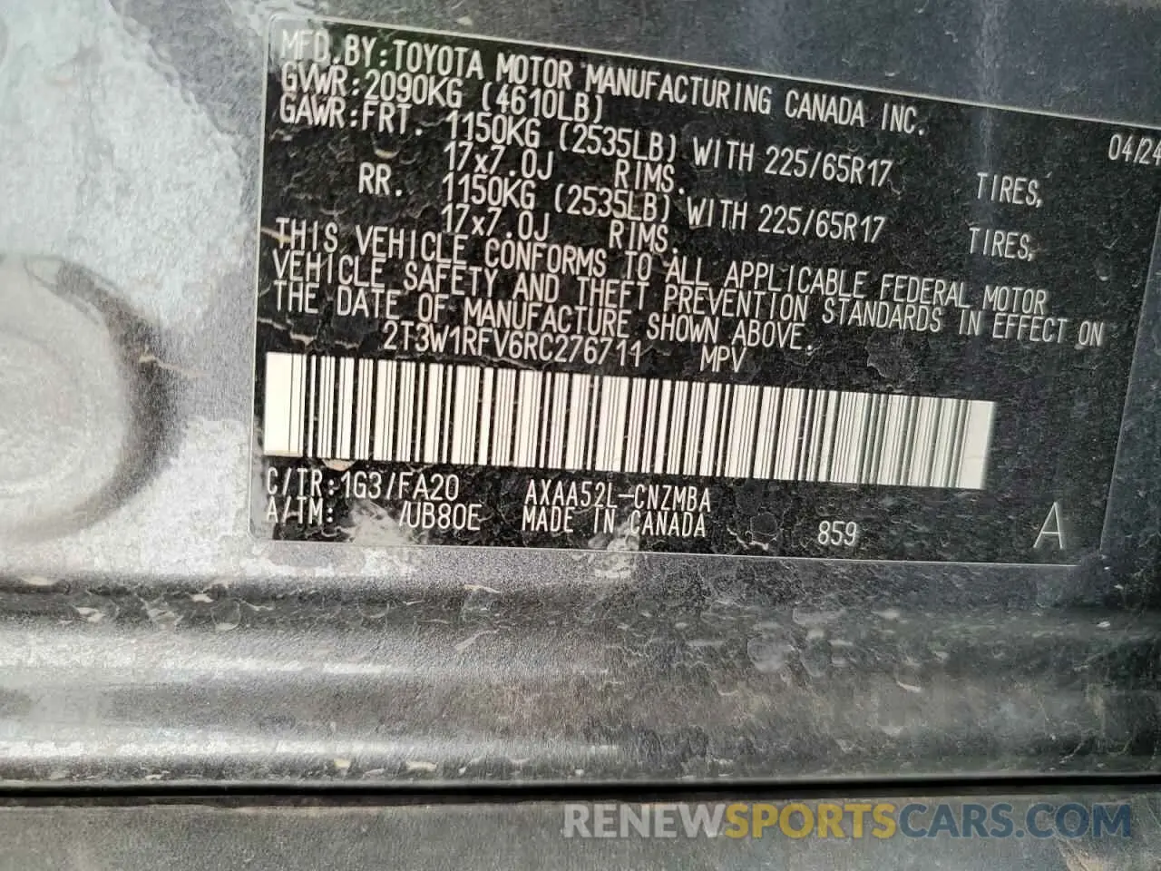 14 Фотография поврежденного автомобиля 2T3W1RFV6RC276711 TOYOTA RAV4 2024