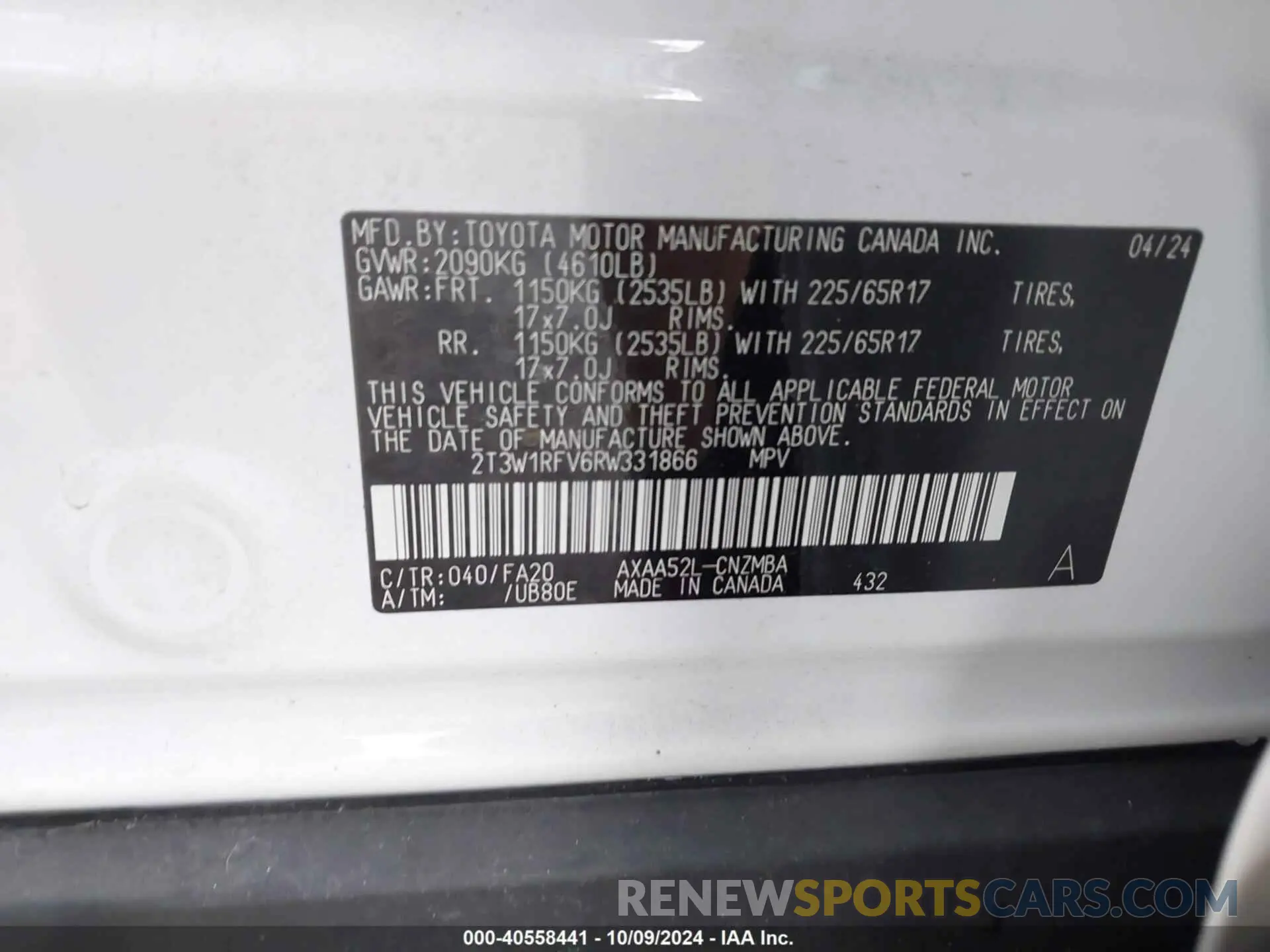 9 Фотография поврежденного автомобиля 2T3W1RFV6RW331866 TOYOTA RAV4 2024