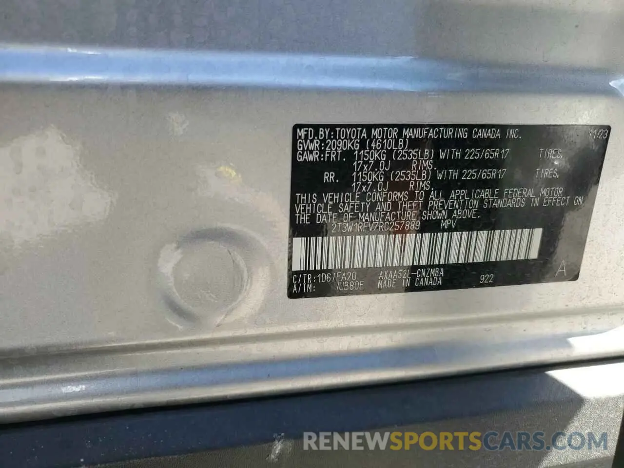 13 Фотография поврежденного автомобиля 2T3W1RFV7RC257889 TOYOTA RAV4 2024