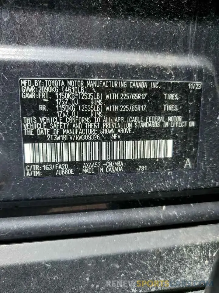 13 Photograph of a damaged car 2T3W1RFV7RW309326 TOYOTA RAV4 2024