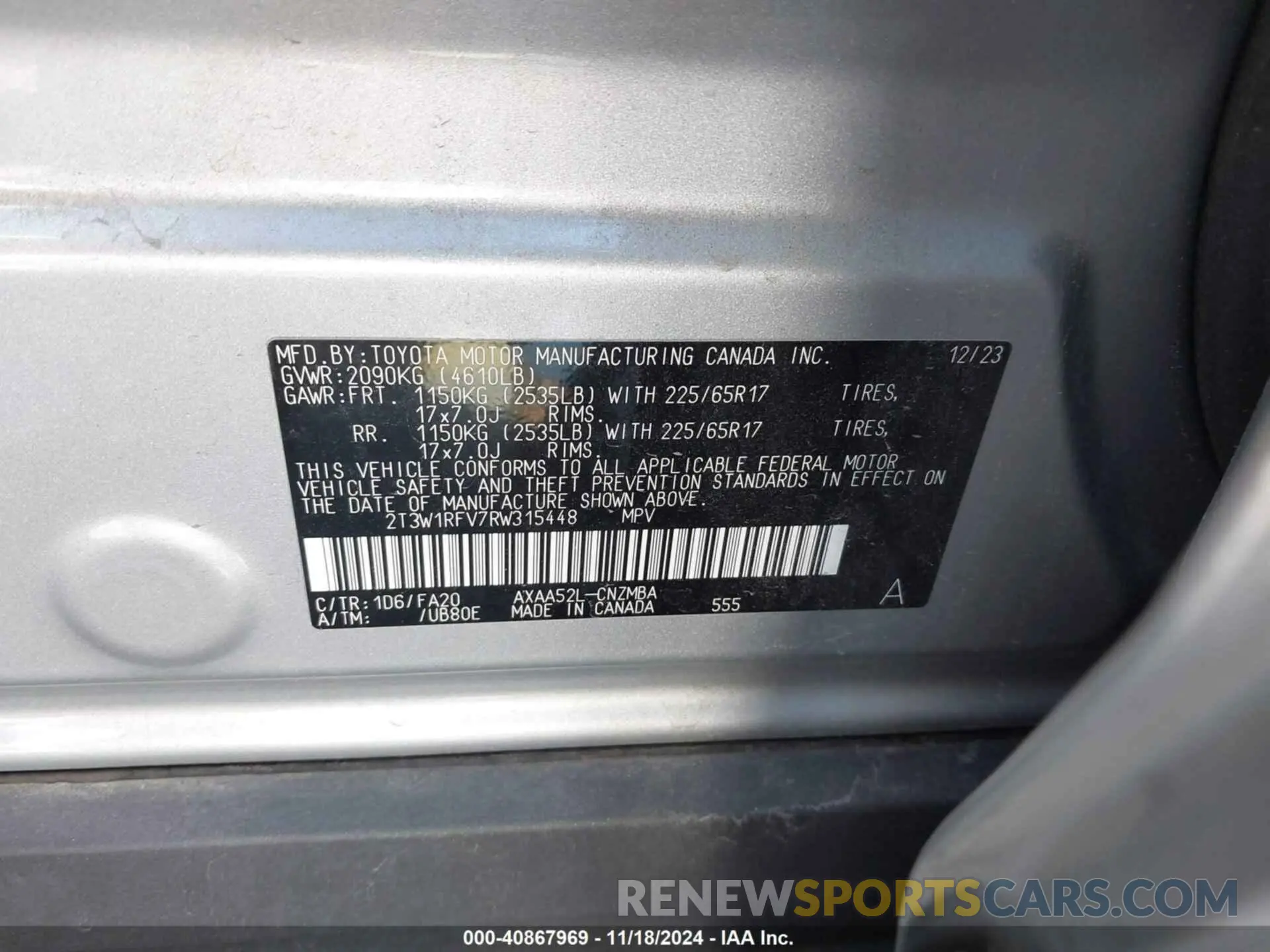 9 Photograph of a damaged car 2T3W1RFV7RW315448 TOYOTA RAV4 2024