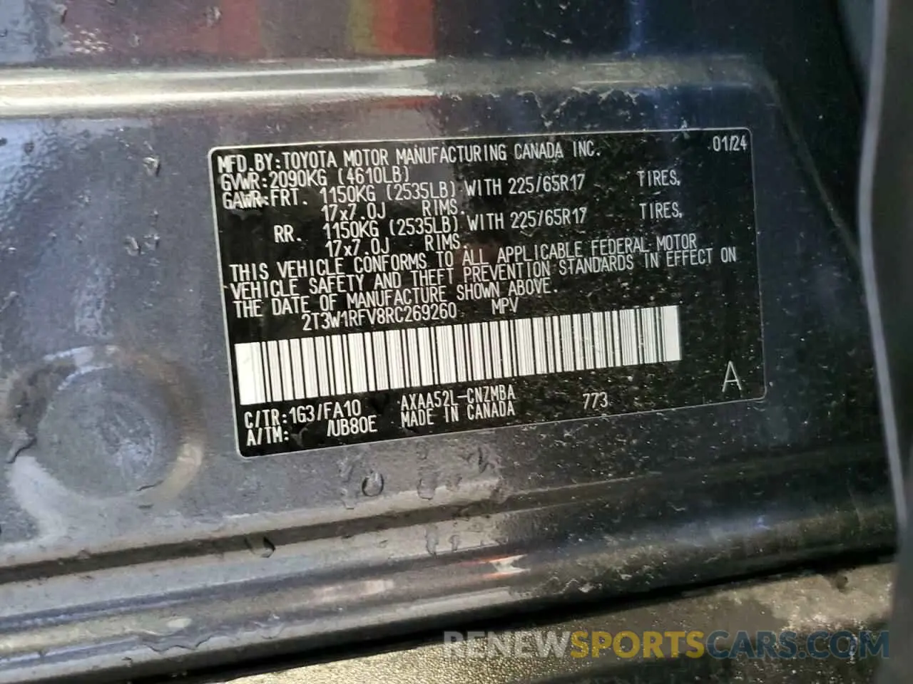 12 Фотография поврежденного автомобиля 2T3W1RFV8RC269260 TOYOTA RAV4 2024