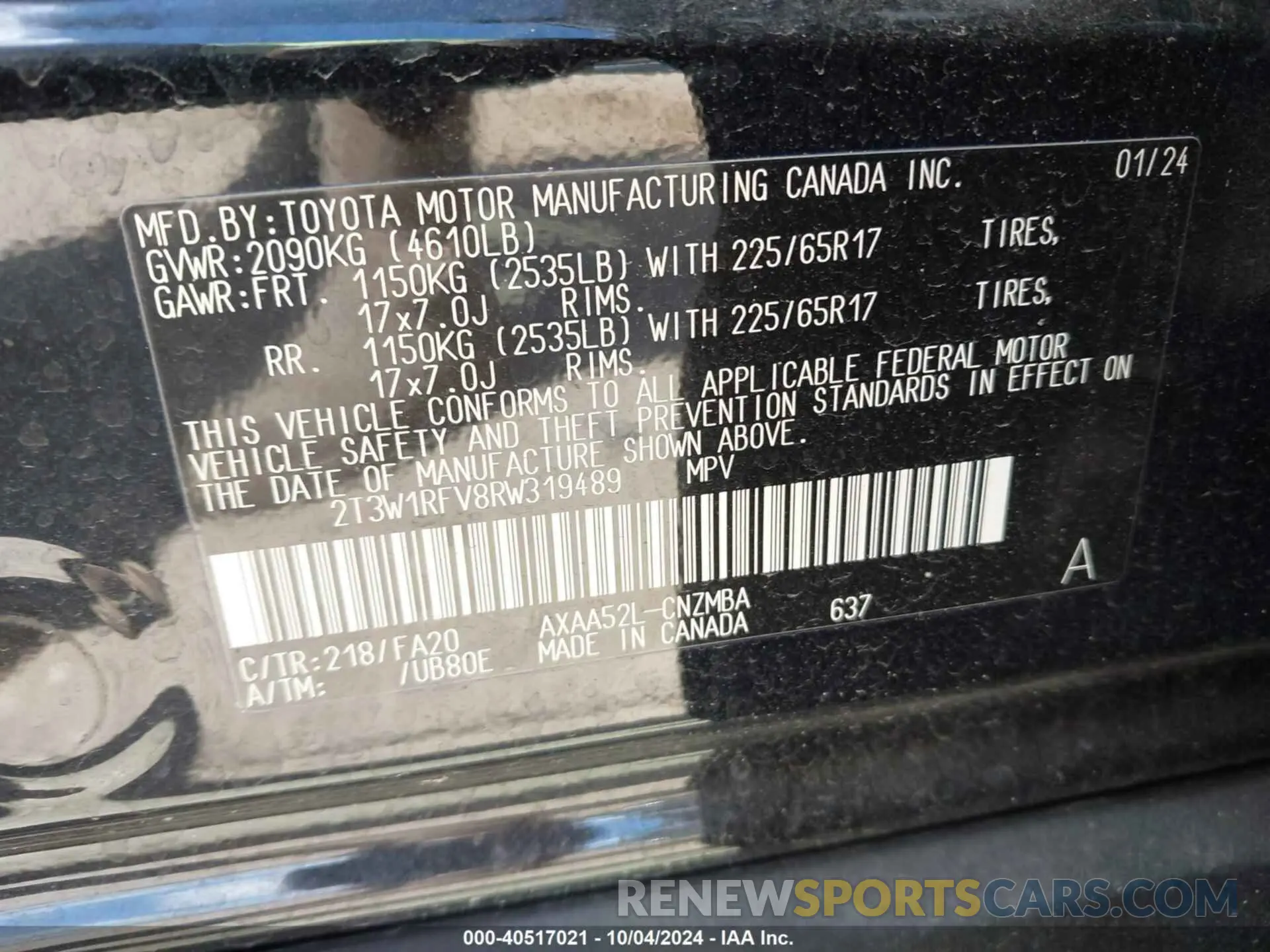 9 Фотография поврежденного автомобиля 2T3W1RFV8RW319489 TOYOTA RAV4 2024