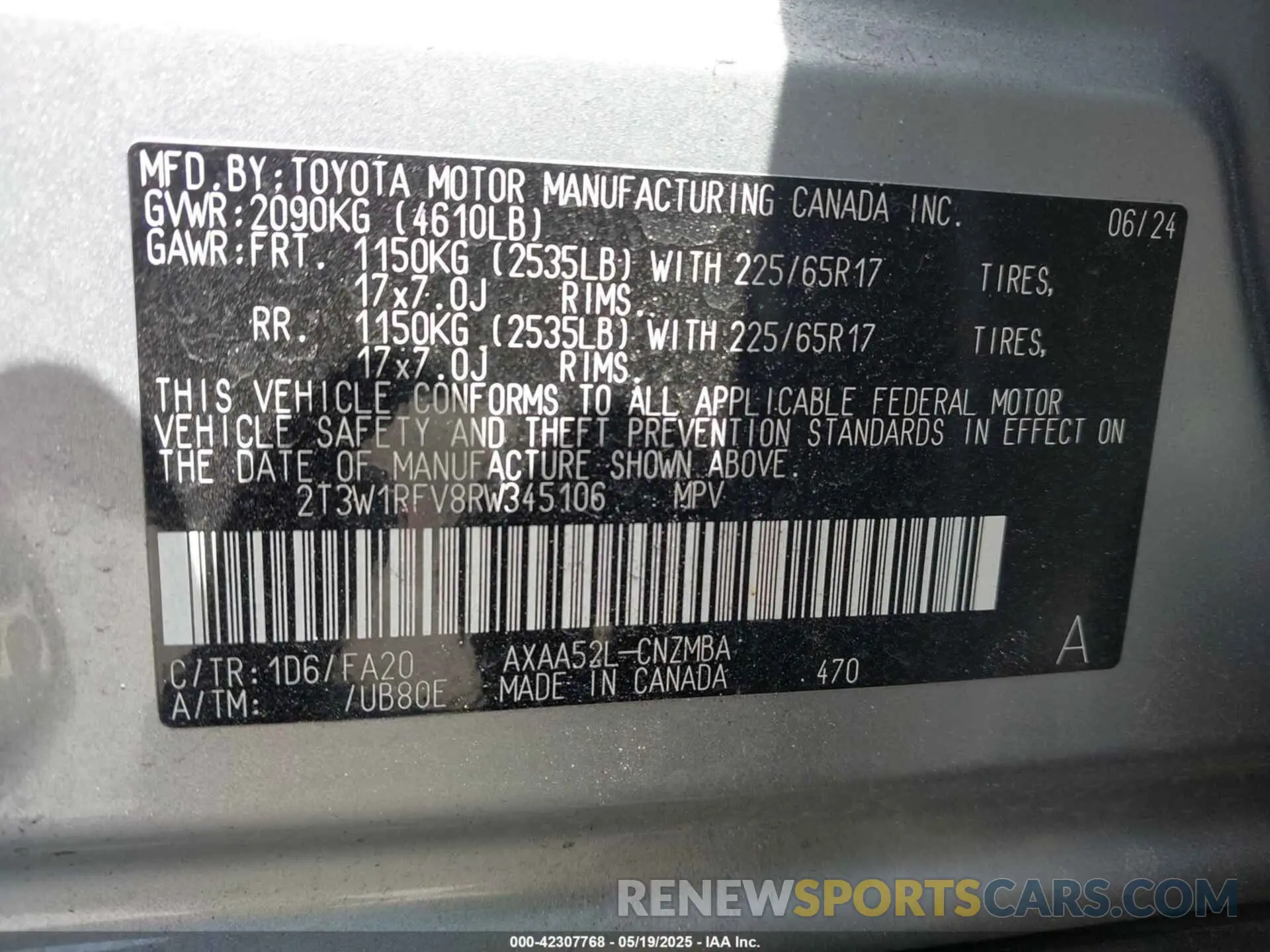 9 Photograph of a damaged car 2T3W1RFV8RW345106 TOYOTA RAV4 2024