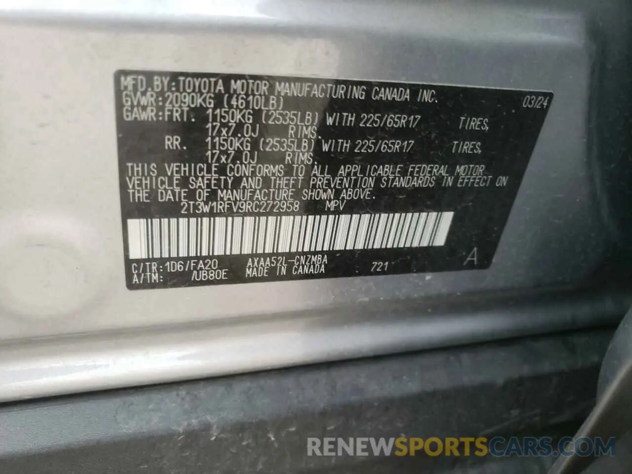 14 Photograph of a damaged car 2T3W1RFV9RC272958 TOYOTA RAV4 2024
