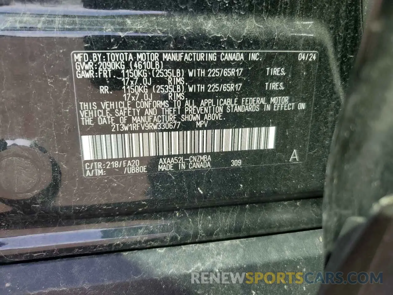 13 Photograph of a damaged car 2T3W1RFV9RW330677 TOYOTA RAV4 2024