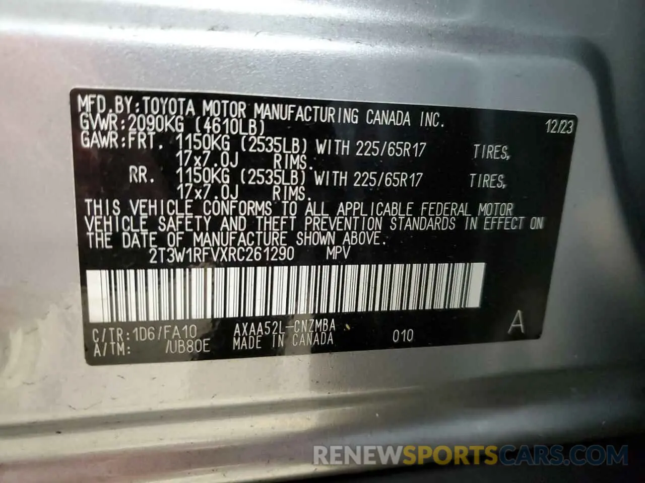 13 Фотография поврежденного автомобиля 2T3W1RFVXRC261290 TOYOTA RAV4 2024