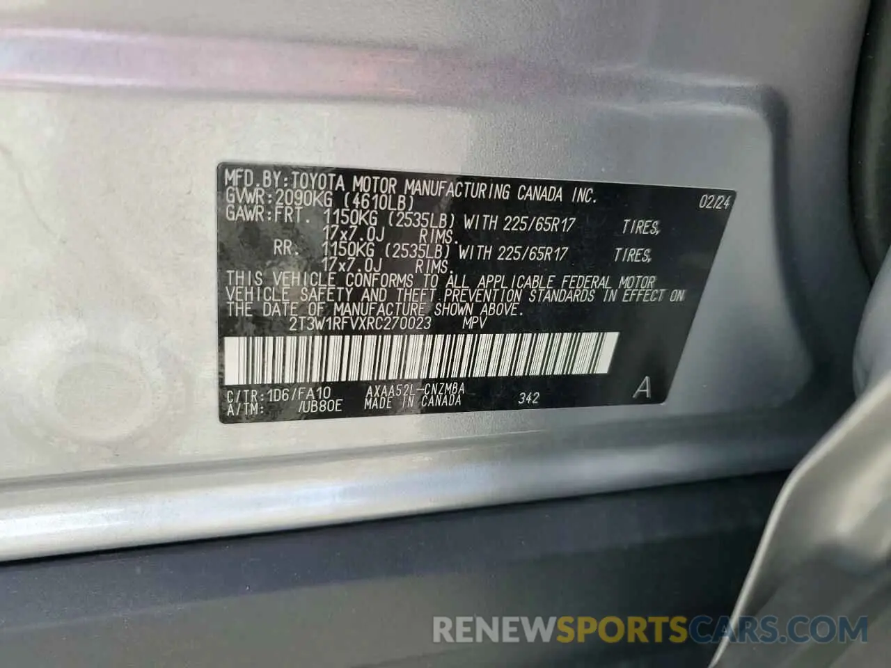 13 Photograph of a damaged car 2T3W1RFVXRC270023 TOYOTA RAV4 2024