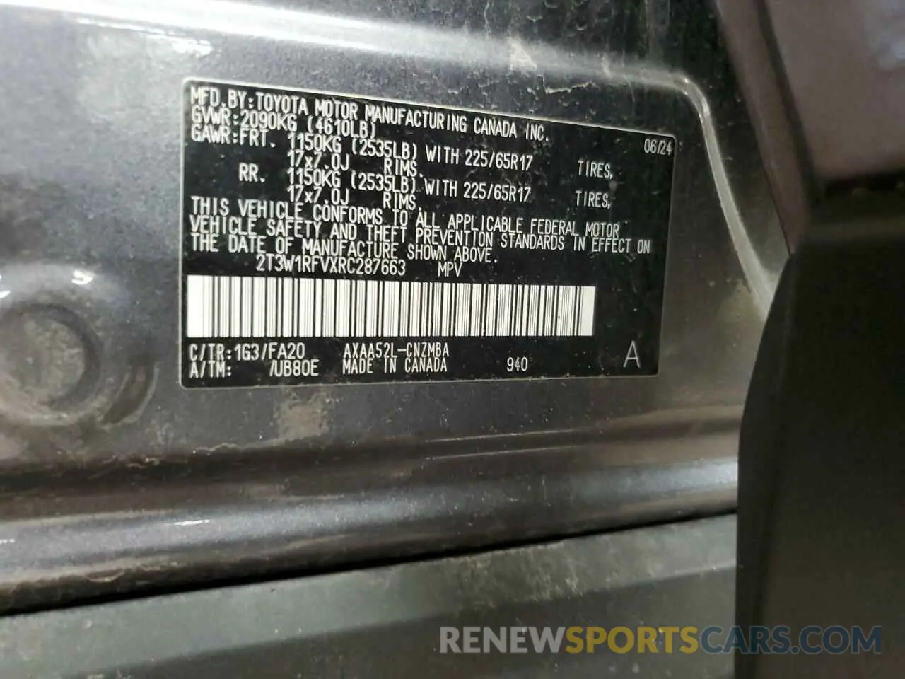 13 Photograph of a damaged car 2T3W1RFVXRC287663 TOYOTA RAV4 2024