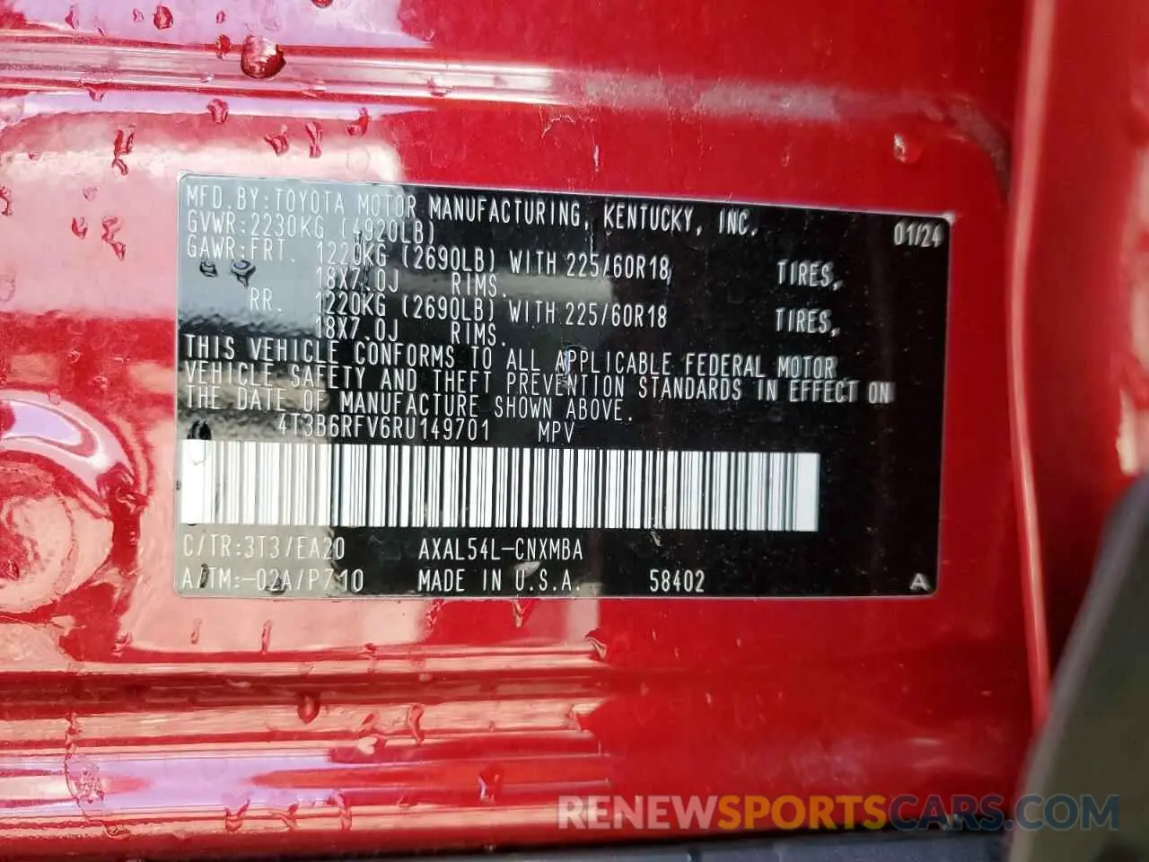 12 Photograph of a damaged car 4T3B6RFV6RU149701 TOYOTA RAV4 2024