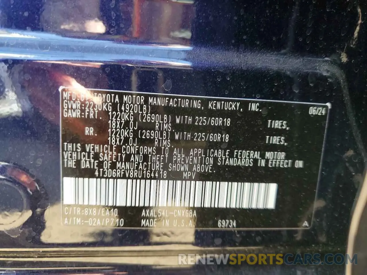 13 Photograph of a damaged car 4T3D6RFV8RU164418 TOYOTA RAV4 2024