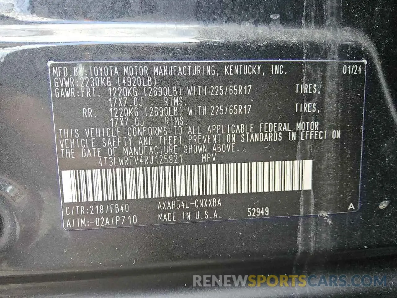 12 Photograph of a damaged car 4T3LWRFV4RU125921 TOYOTA RAV4 2024