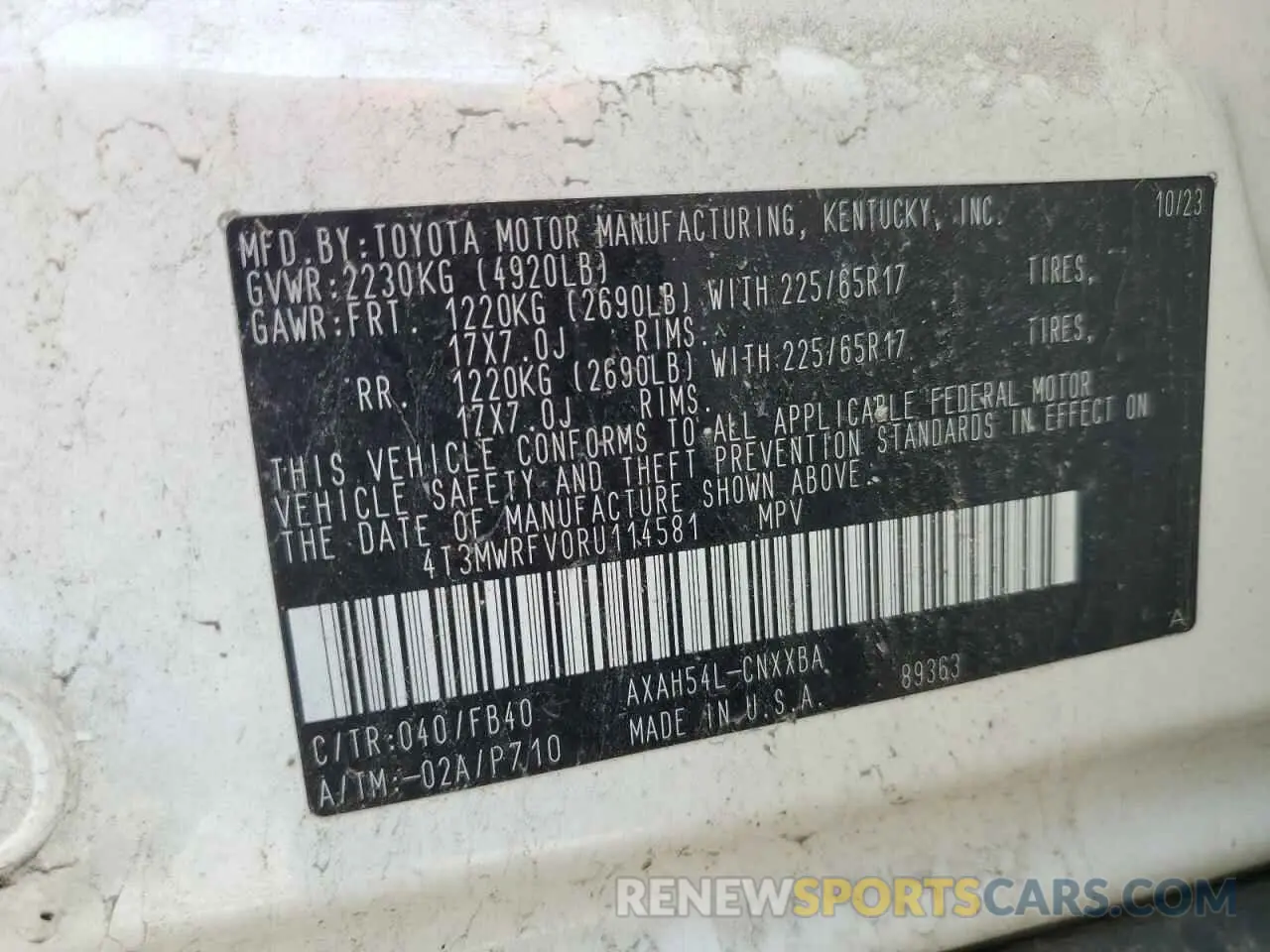 14 Photograph of a damaged car 4T3MWRFV0RU114581 TOYOTA RAV4 2024