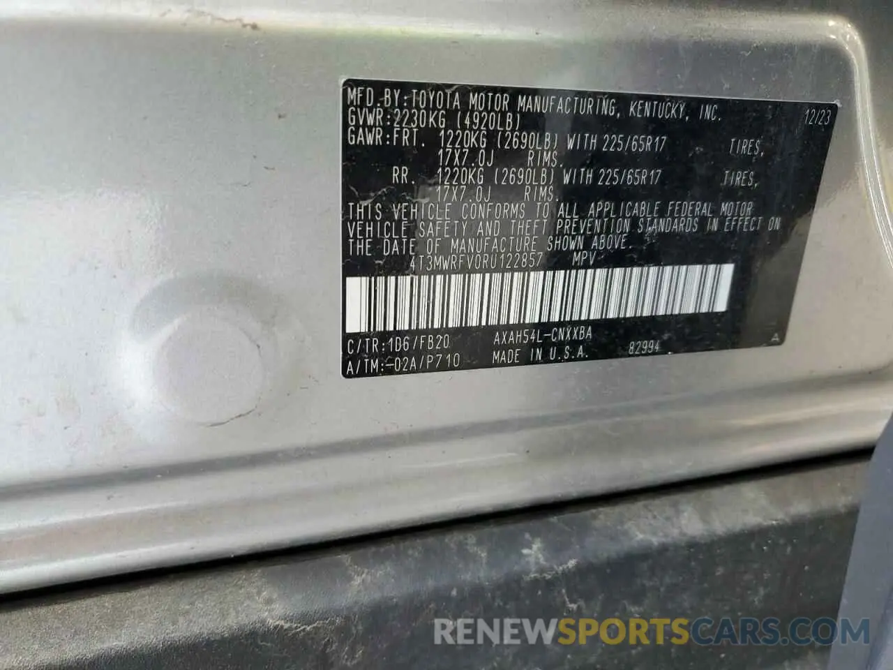 13 Photograph of a damaged car 4T3MWRFV0RU122857 TOYOTA RAV4 2024