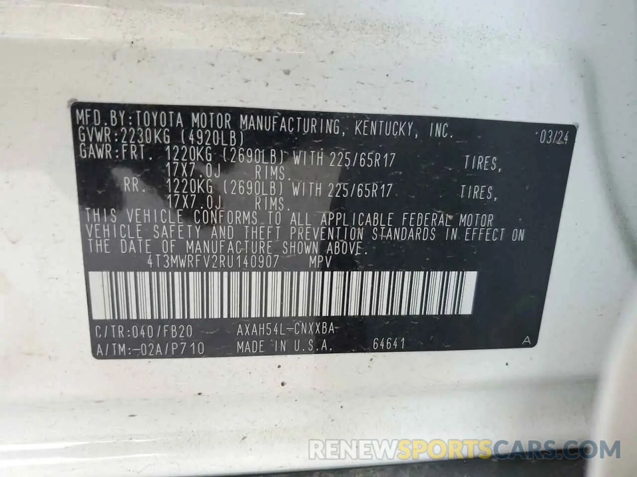 13 Photograph of a damaged car 4T3MWRFV2RU140907 TOYOTA RAV4 2024