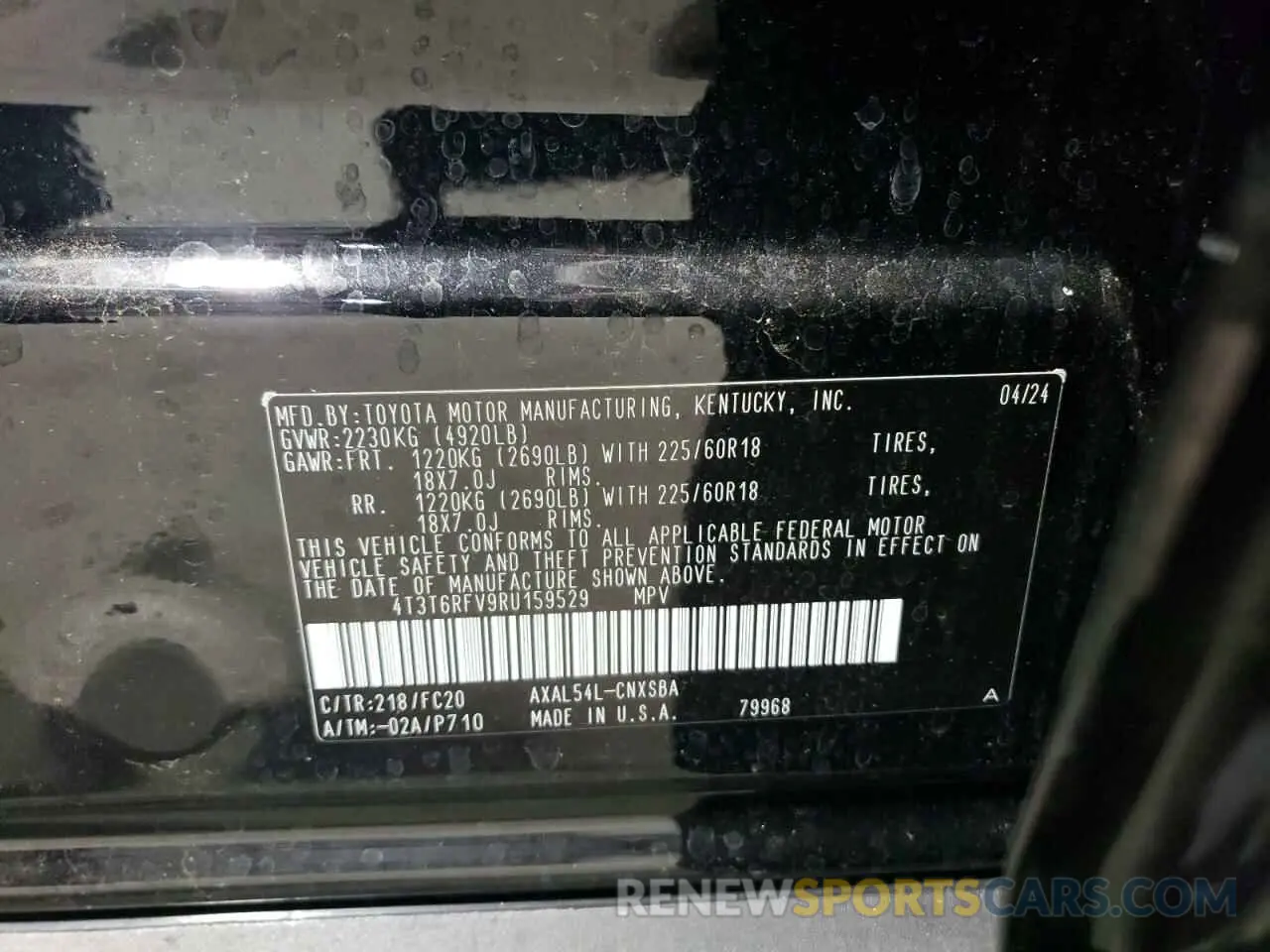 13 Photograph of a damaged car 4T3T6RFV9RU159529 TOYOTA RAV4 2024