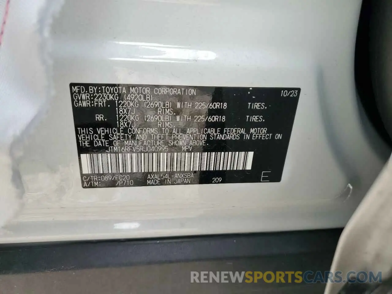 13 Photograph of a damaged car JTM16RFV5RJ040995 TOYOTA RAV4 2024